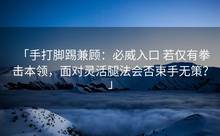 「手打脚踢兼顾：必威入口 若仅有拳击本领，面对灵活腿法会否束手无策？」